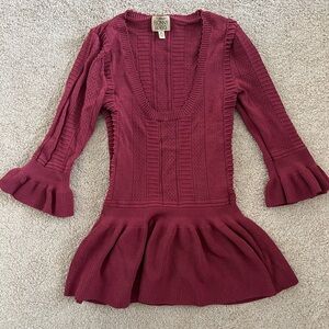 Ronny Kobo Burgundy Knit Blouse